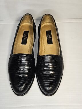 ZELLI Italia Black Lizard Loafers Men’s Size 8M – Handmade Italy Exotic Leather